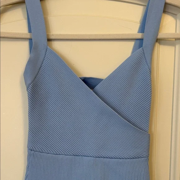 Elegant Blue Sleeveless Dress by MABLE. Great strap detail in back and a slit - Picture 2 of 7